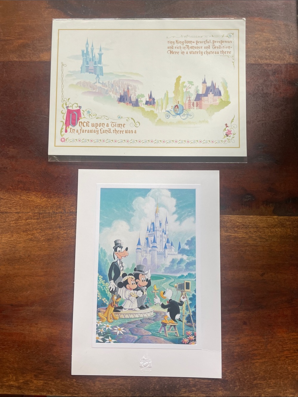 Disney Wedding Art Postcard Set – Mickey and Minnie Mouse & Cinderella Scene